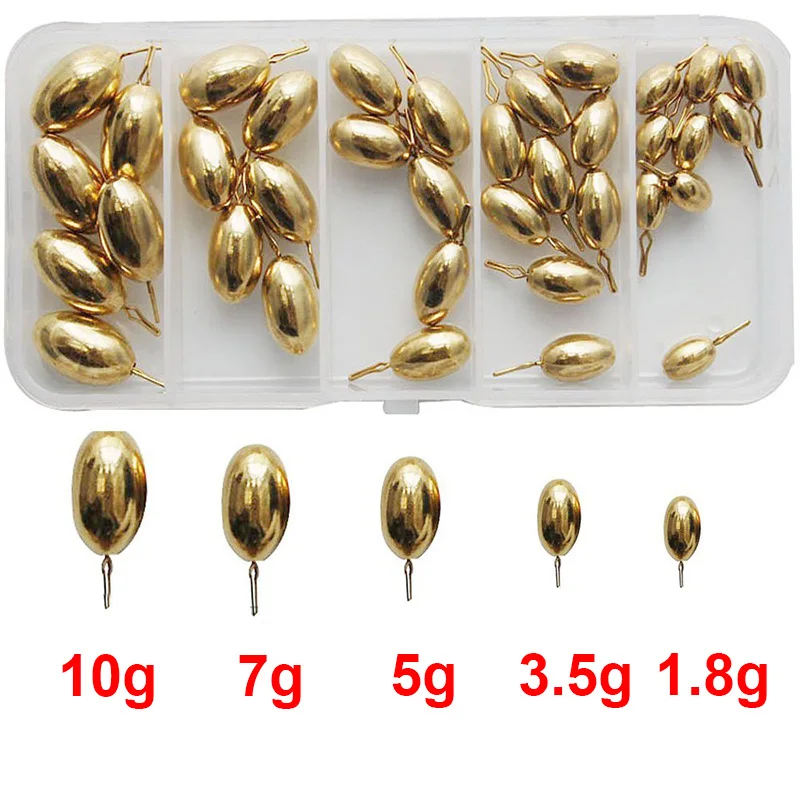 Buy 41pcs 5 Sizes Brass Fishing Sinker For Drop Shot
