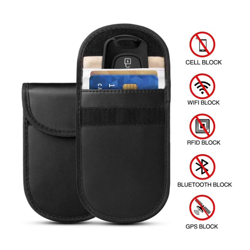 

Small Storage Bag RFID Blocker Portable Car Key Singal Shielding Blocking Case Credit Card Pouch