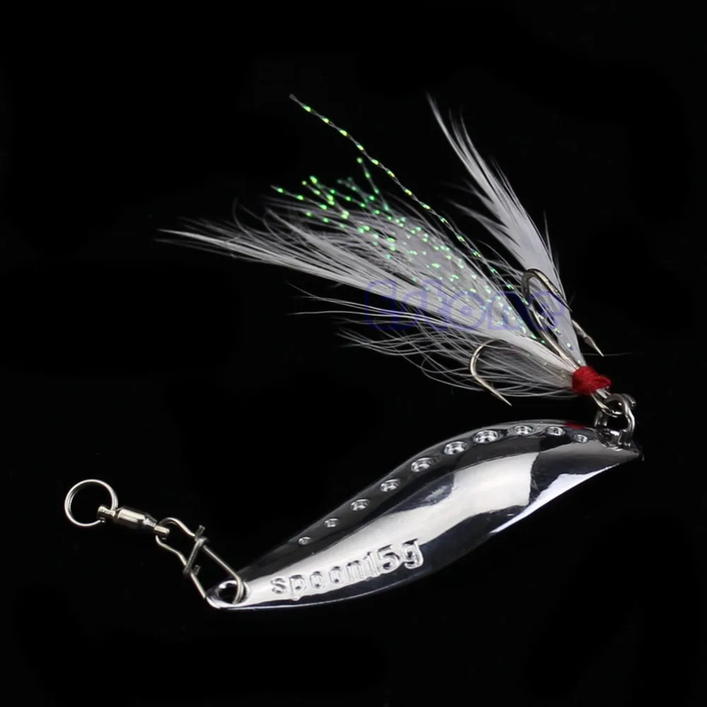 

[Toply] New 1pc 55mm 15g Leech Spoon Paillette Fishing Lure Stosh Crank Bait Treble Hook