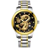 Mens Stainless Steel Gold Dragon Watch - Black