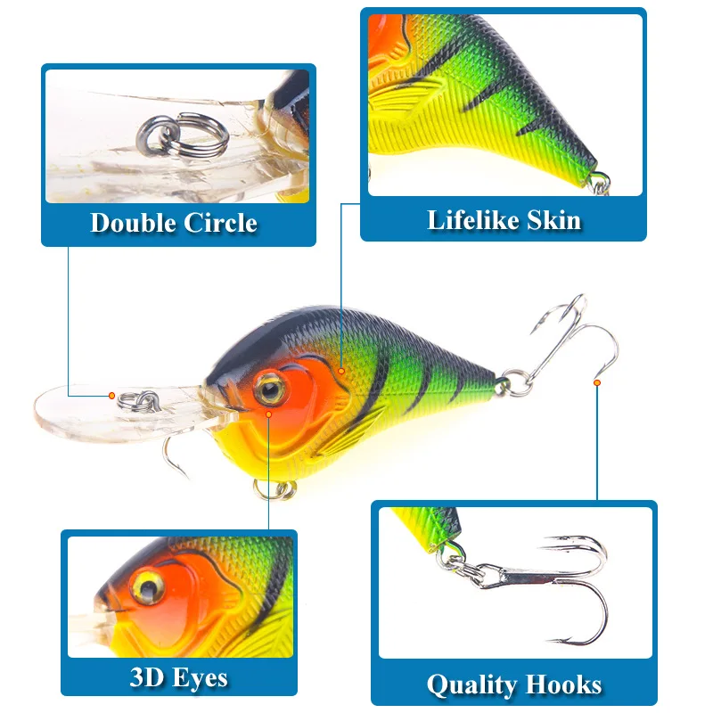Lure Crank Fish Bait 11.5g/11.5cm Fat Crank Plastic Hard Bait Minnow Artificial Simulation Bait Fishing Gear Accessories jooyoo