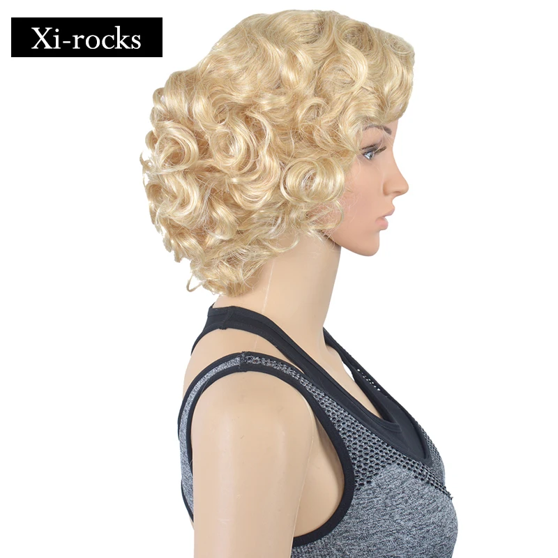 3084 Xi. rocks 12 ''короткий кудрявый светловолосый парик с раскачивающейся челкой