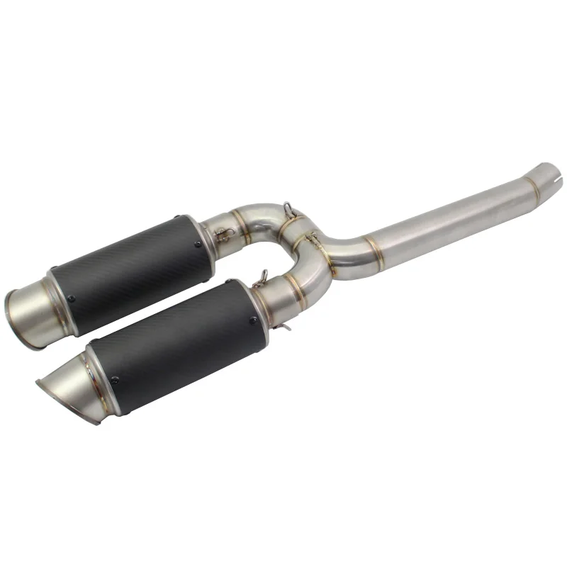 

FZ6N FZ6S FZ6 Motorcycle Exhaust System Slip On Middle Pipe Link Tube with 2PCS Exhaust Muffler Tailpipe FZ-6N FZ-6S FZ-6