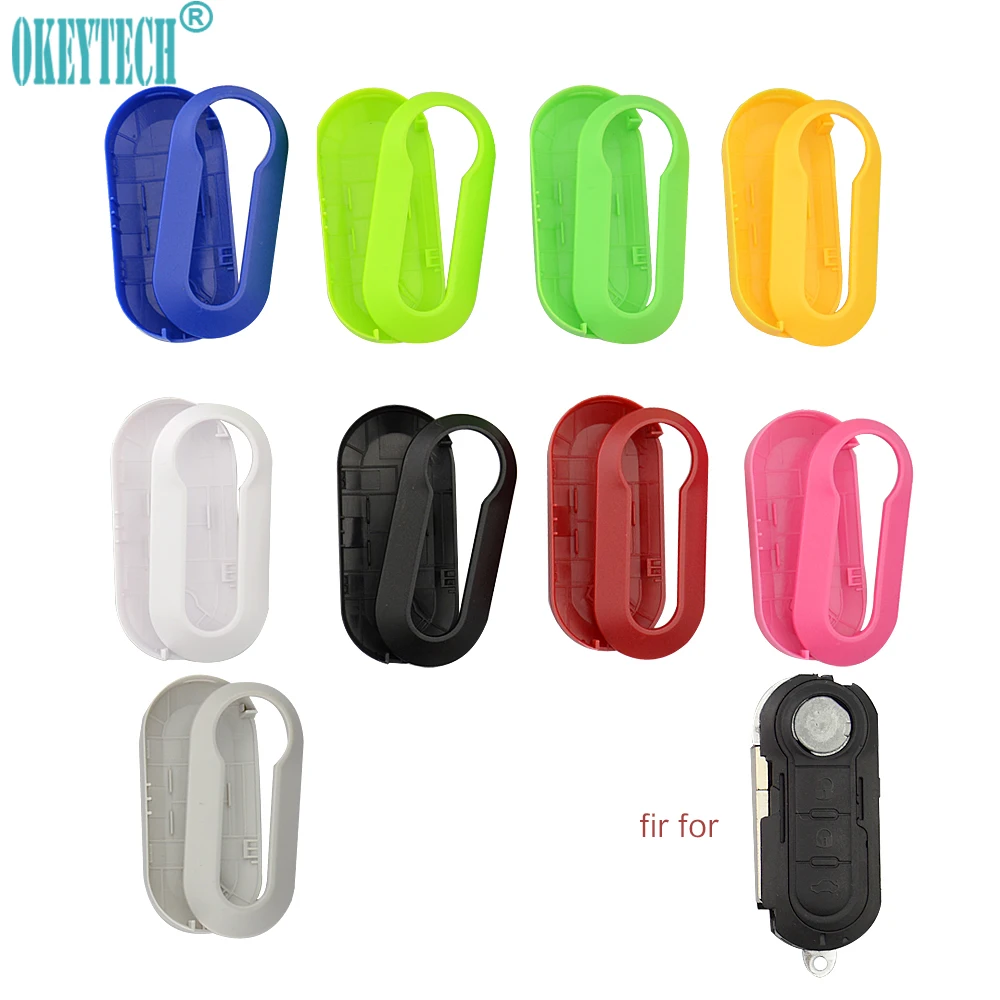 

OkeyTech Remote Car Key Shell Cover Replacement Protective Case 3 Buttons Colorful for Fiat 500 Panda Punto Bravo Flip Folding