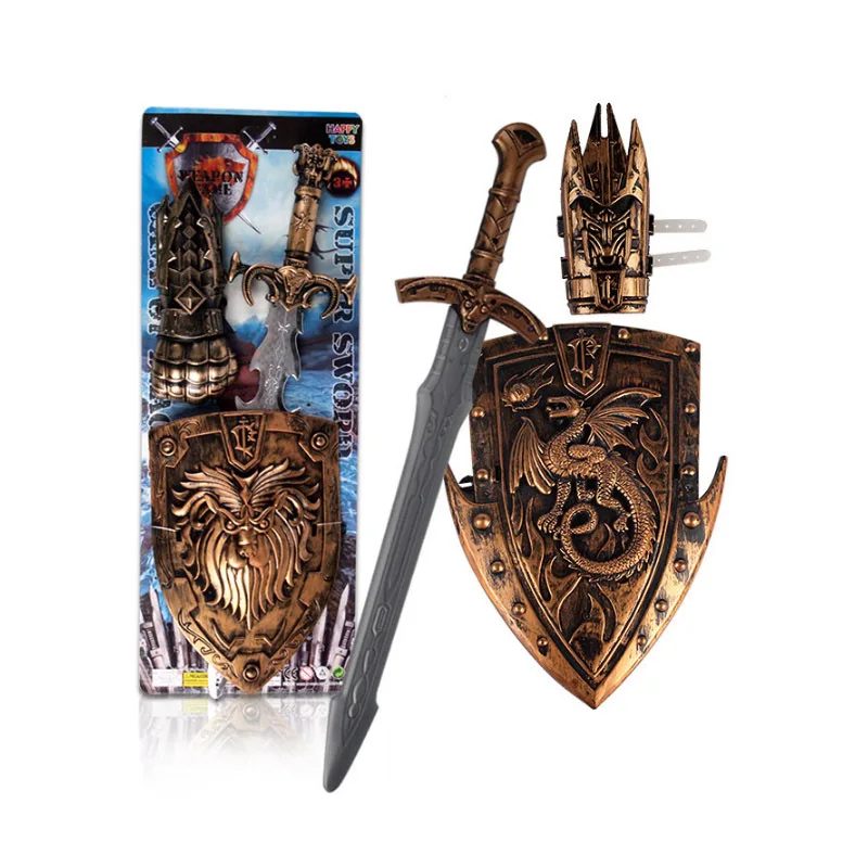 

1:1 Baby Children Toys Sword Plastic Environmental Protection Simulation Security Weapon Boy Warrior Warrior Than Martial Shield