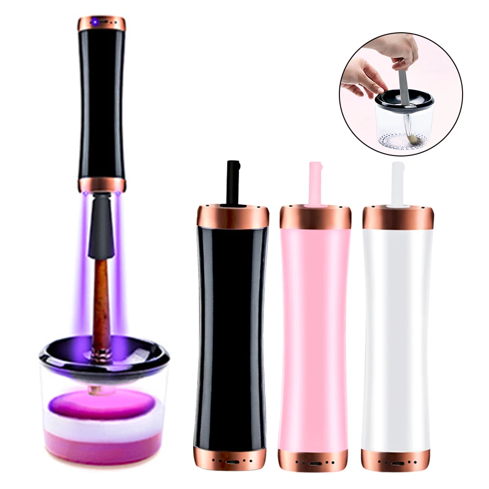 

Electric Makeup Brush Cleaner & Dryer Make up Brushes Washing Cleanser with Sterilizer Lamp Convenient Silicone Cleaning Tools