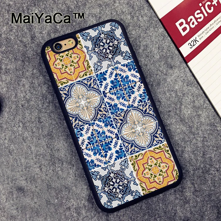 

MaiYaCa Moroccan Tile Mediterranean Soft Rubber Phone Case For iPhone XS MAX XR 6 6S Plus 7 8Plus X 5S SE Cover Bags Skin Shell