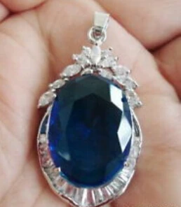 

free shipping 003935 Blue Cubic Zirconia Crystal Pendant and necklace