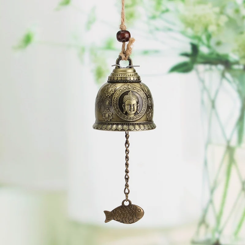 

On Sale Buddha Statue Pattern Bell Blessing Feng Shui Wind Chime for Good Luck Fortune Home Car Hanging Decor Gift Crafts