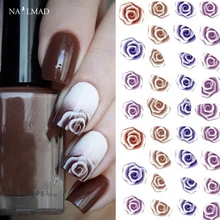 1 лист NailMAD градиентные Розовые наклейки для ногтей, очаровательные фантастические наклейки для переноса цветов розы, наклейки для дизайна ногтей, наклейки для тату