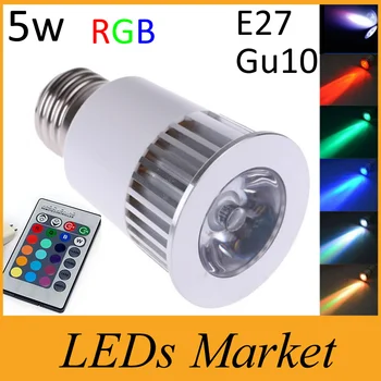 

E27 RGB LED Spotlight 5W LED Lamp AC85-265V LED RGB Light Bulb High Power 16 Color Change Home Decoration IR Remote Controller