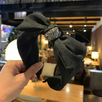 

Haimeikang Bowknot Hairband Solid Solor Headband Women Girls Cloth Bow Hair Head Hoop Bands Rhinestone Hair Accessories 2019 New