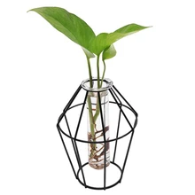 Скандинавском стиле 3D стеклянная железная художественная Геометрическая ваза с кюветой настольное растение бонсай цветок свадебное украшение дома аксессуары