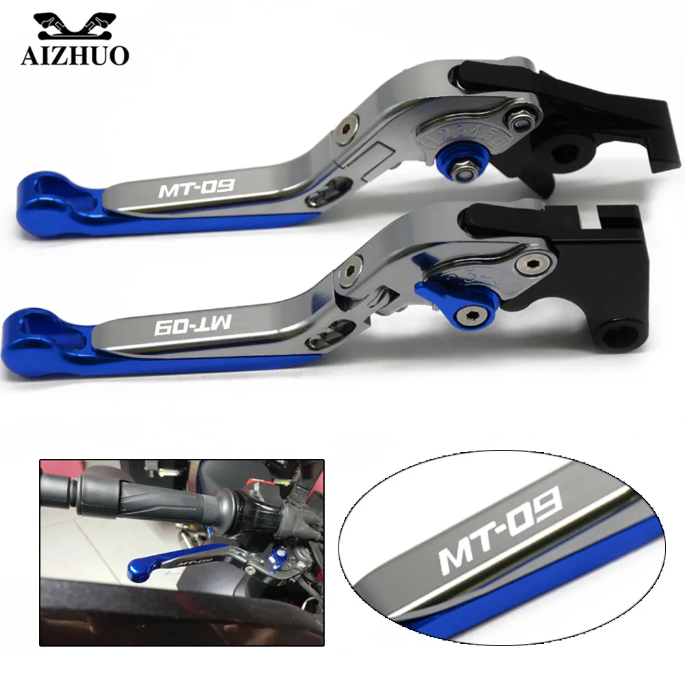For YAMAHA MT09 MT 09 MT-09 FZ09 FZ 09 2014 2015 2016 Motorcycle Brake Clutch Lever Adjustable Folding Extendable With LOGO