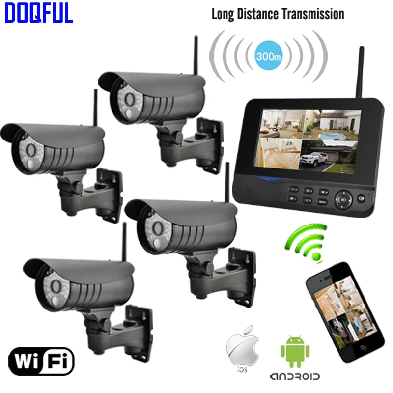 7 inch Monitor Home Guard Alarm System Home Surveillance Kits 4CH 7