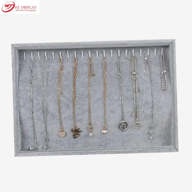 Sperior Gray Ice Cream Velvet Jewelry Display Storage Display Tray Case