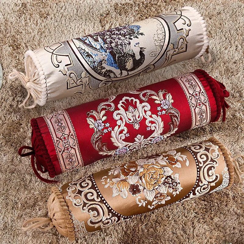 Европейский роскошный чехол для подушки в форме конфет, декоративная подушка для дома, дивана, круглая наволочка с вышитыми цветами