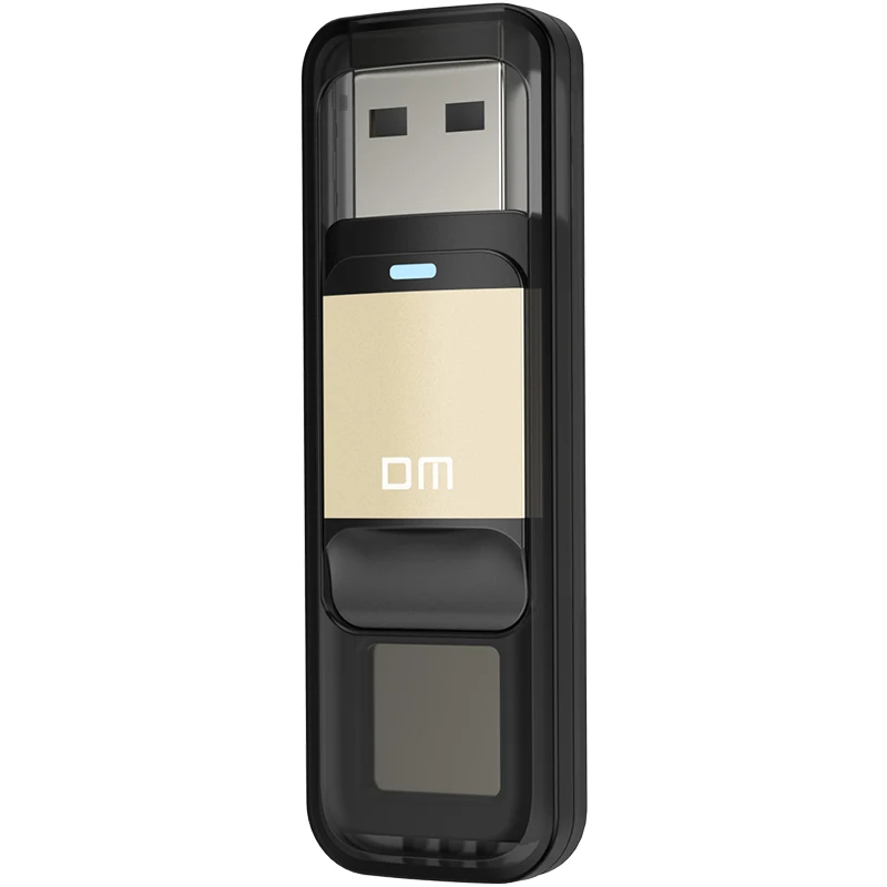 DM PD061 USB3.0 64GB U Disk Storage Device Flash Drive Pen Drive with Fingerprint Encryption Function Golden / Sliver Color