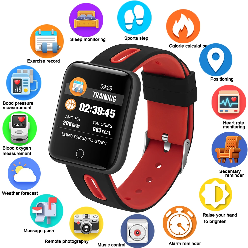 GEJIAN наручные умные часы IP68 Водонепроницаемый фитнес трекер Smartwatch для IOS браслет