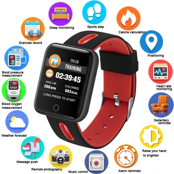 

GEJIAN Wrist Band Smart Watch IP68 Waterproof Fitness Tracker Clock Smartwatch for IOS Android Wristband For Sports Man/Woman