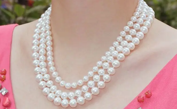 

long 50 8-9mm natural south sea white pearl necklace