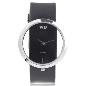 

Women's Fashion Hollow Out Dial Classic Design Wristwatches Black/White Leather Band Female Ladies Gift Retro Dress Quartz Watch