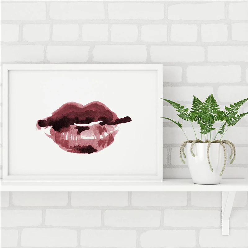 

The Red Lips Minimalist Canvas Painting Decoration Oil Print Poster Wall Art HD Picture For Living Home Bedroom Decor