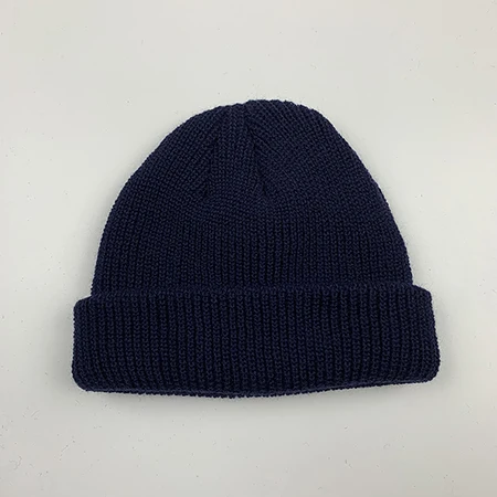 Navy blue Унисекс зимняя вязаная короткая Дыня с отворотом, одноцветная Кепка с черепом, мешковатая Ретро шапка для катания на лыжах, Рыбацкая шапка, мешковатая шапка, gorra - Цвет: Navy blue