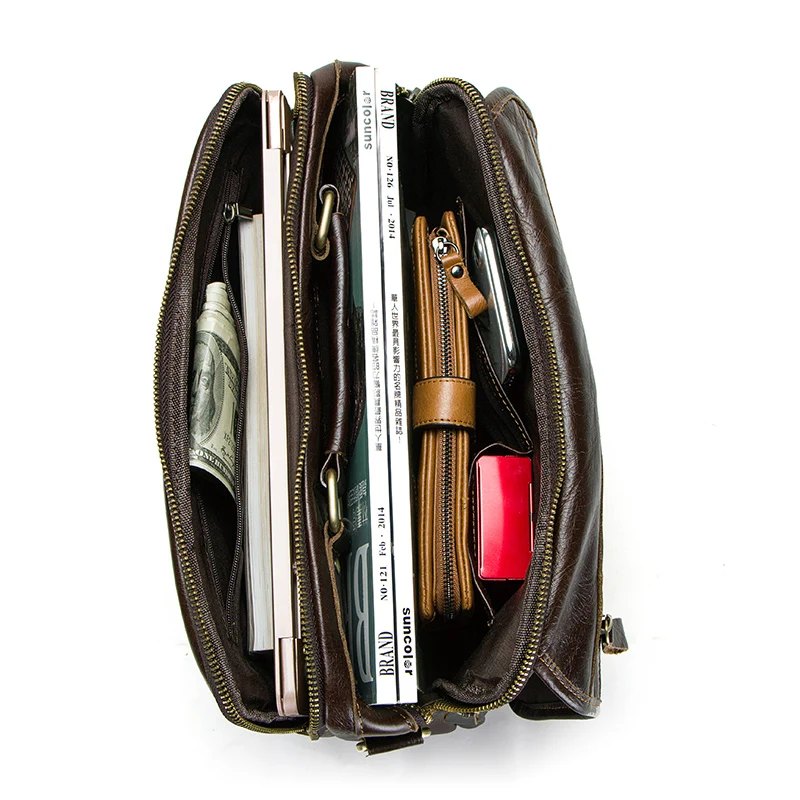 CONTACT'S جديد النفط جلد البقر الرجال حقيبة ساعي الذكور حقيبة حقيبة الرجال crossbody أكياس الغمد bolso كبيرة عارضة حقائب كتف