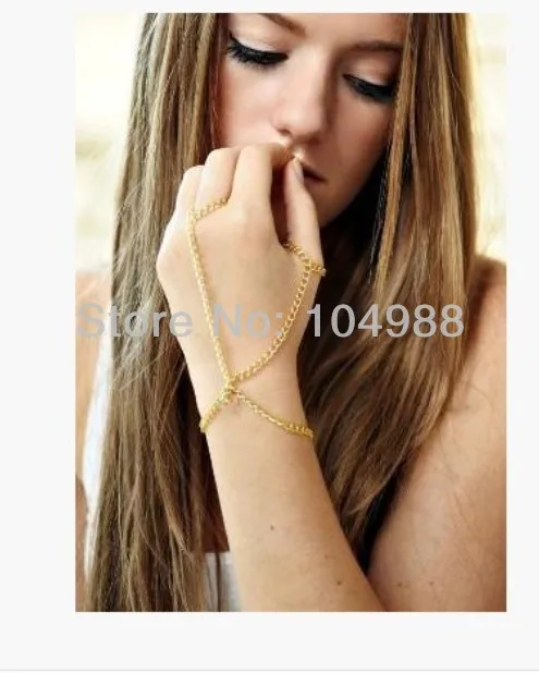 

FREE SHIPPING 2014 STYLE BY-64 FASHION WOMEN GOLD COLOUR FINGER HAND CHAIN JEWELRY