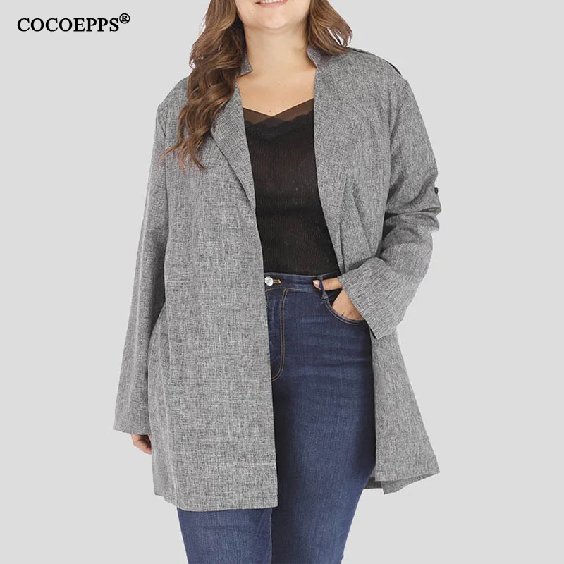 

2019 spring and autumn temperament large size women's long Casual women's long-sleeved windbreaker jacket Office Lady overcoat