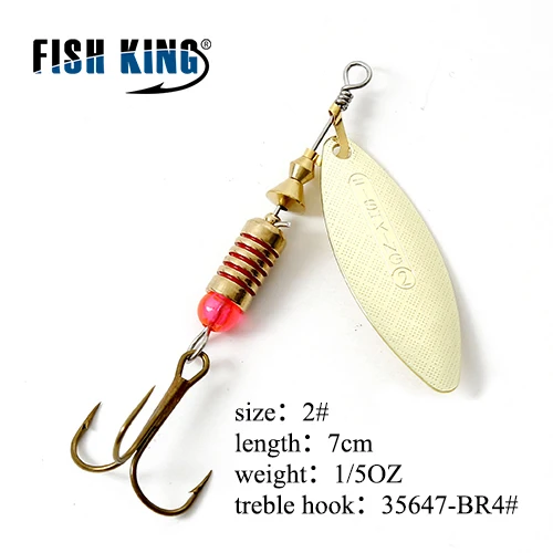 Fishing King 4 цвета 0#-5# spinner ложка приманки с металлической жесткой приманкой с тройным крючком рыболовные снасти Pesca - Цвет: Цвет: желтый