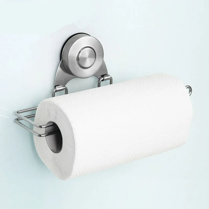 Stainless Tissue Holder Vacuum Chuck Tissue Paper Holder Kitchen Roll Paper Towel Holder Paper Towel Dispensers Kitchen Tool