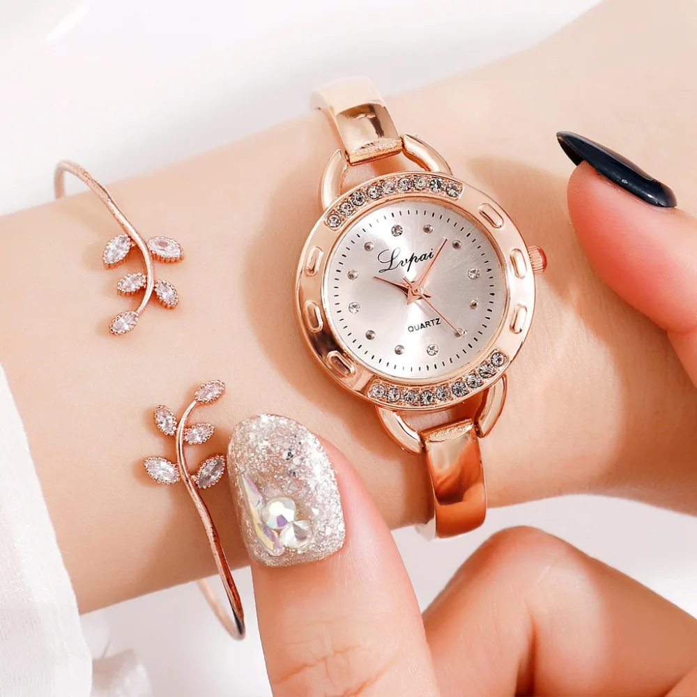 Lvpai простые женские часы маленький золотой браслет Роскошный Кристалл Watche модный бренд Римский циферблат женские наручные часы подарок N