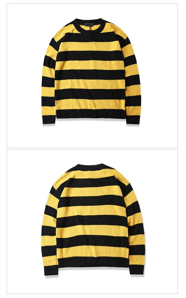 Aolamegs Sweater Men Patchwork Striped Hit Color Cardigan Mens Pullover High Street Sweaters Fashion Knitted Male Sweater Autumn (19)