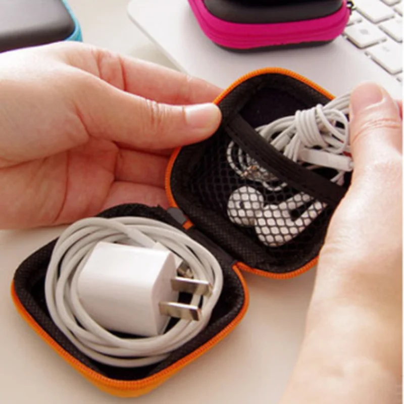 

Cables Storage Box Case Square Earphone Wire Organizer Container Coin Headphone Protective Data Line Storager