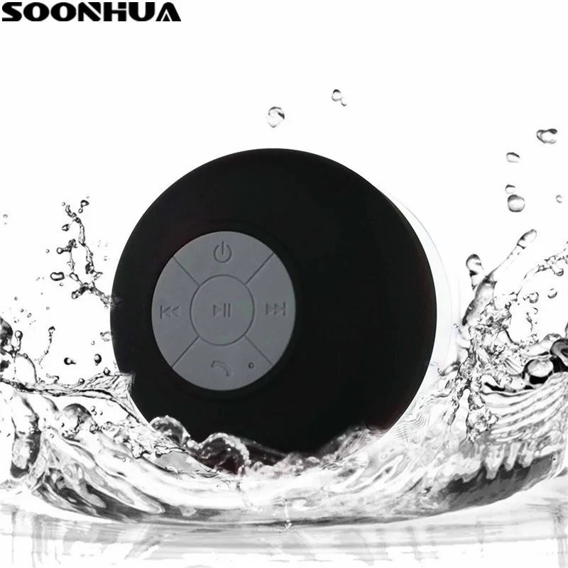 

SOONHUA Mini Portable Subwoofer Shower Speaker Suction Cup Wireless Waterproof Bluetooth Loudspeaker With Handsfree Microphone
