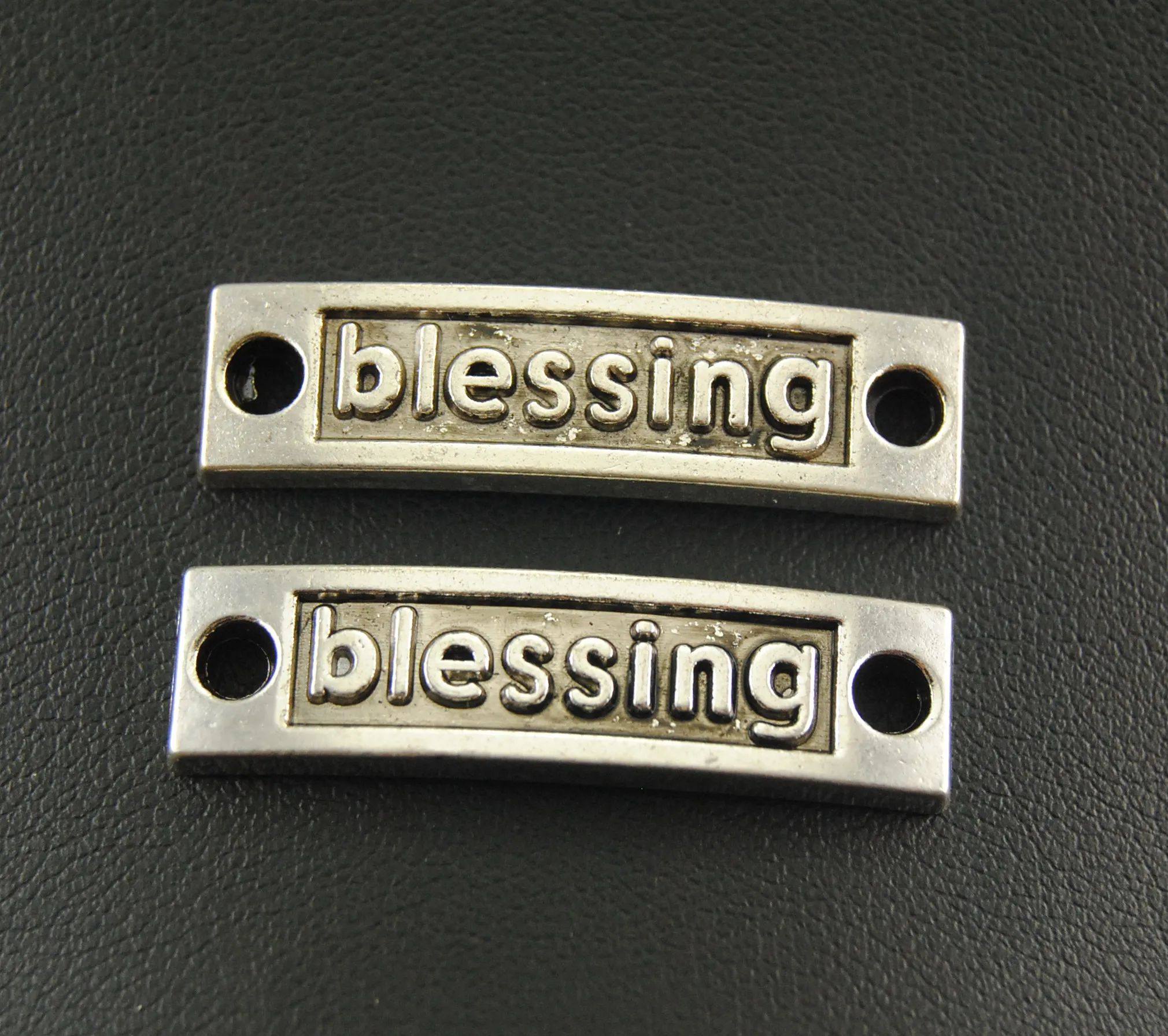 5pcs Antique Silver Letter Blessing Inspiration Blessing Wish Metal