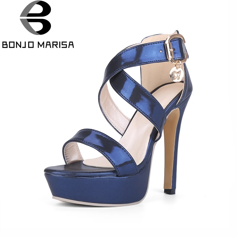 

BONJOMARISA 2018 Fashion Thin High Heels Sandals Summer Shoes Woman Sexy Gladiator Party Wedding Women Shoes