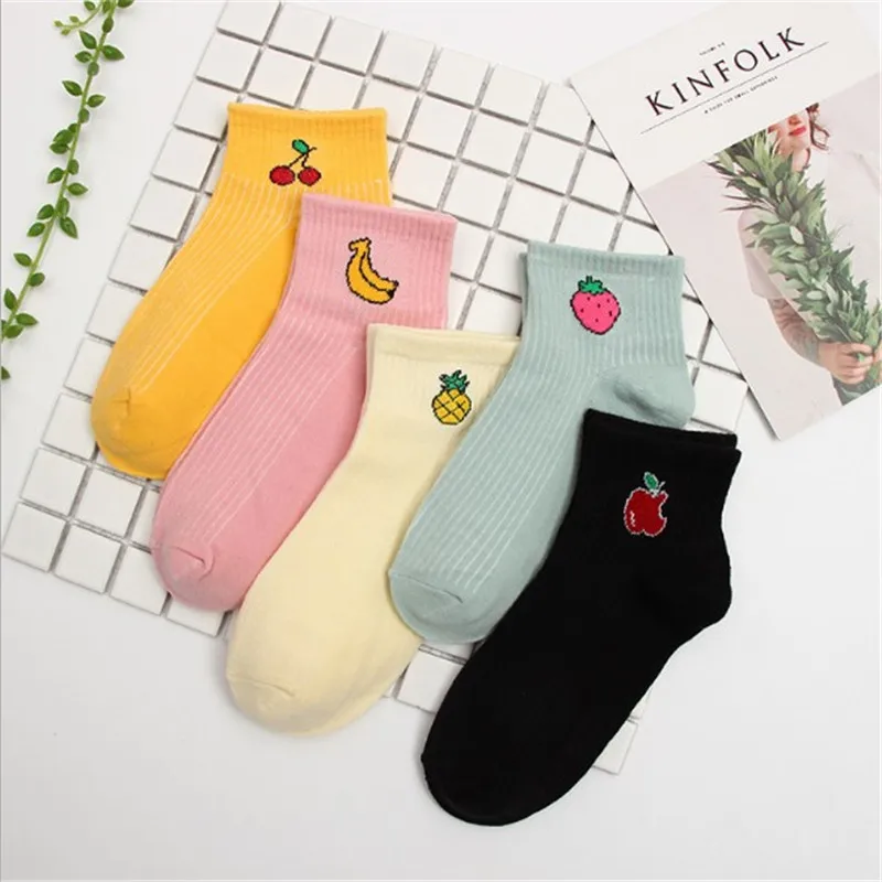 

1Pair Ankle Cartoon Fruit Patterned Cute Socks Women Colored Cute Cotton Harajuku Socks Men Unisex Hipster Art Socks Ullzang