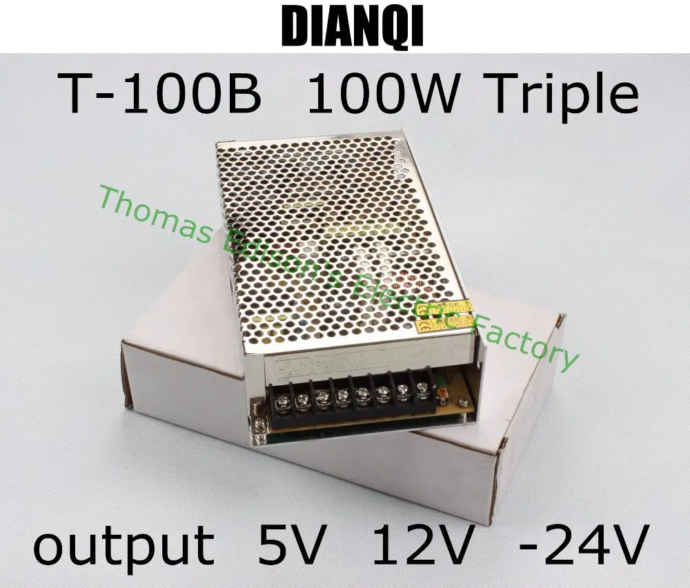 

Triple output power supply 100w 5V 6A, 12V 2A, -24V 2A power suply T-100B ac dc converter good quality