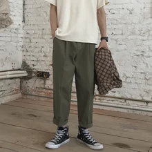 Повседневные сафари, тонкие широкие штаны, полная длина, Мужские штаны,, летний японский стиль, сплошной цвет, Красивые свободные брюки, мужские спортивные штаны