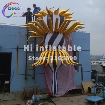 

4m high metal golden shiny material Party event club decorative multi-color inflatable led star