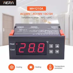 Цифровой Температура контроллер MH1210A DC12V AC110V AC220V Мини цифровой светодиодный термостат Температура контроллер с Сенсор зонд