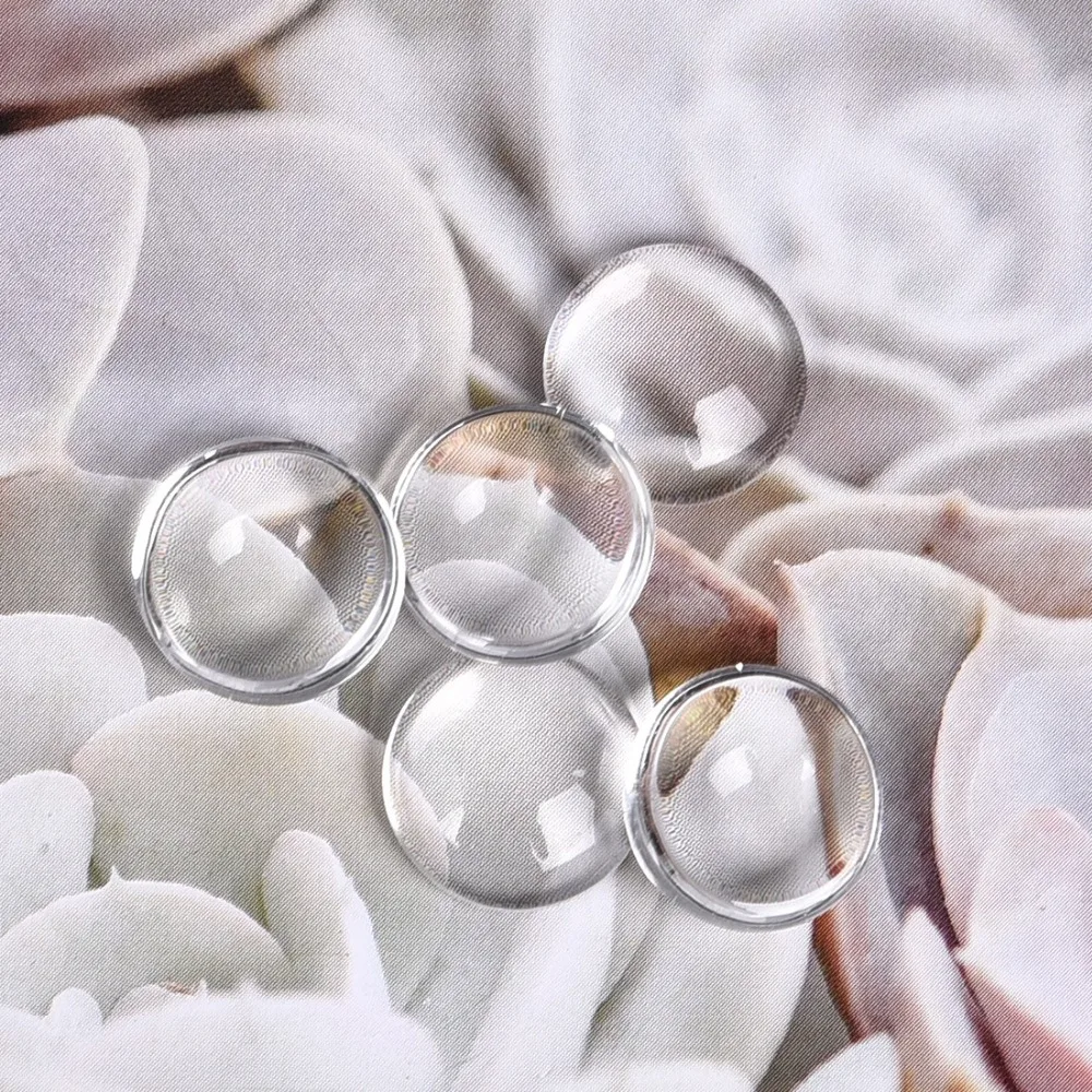14mm Round Cabochons Transparent Glass Clear Flat Back (2)