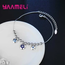 Стиль модный браслет браслеты серебряные бусины 925 пробы голубые глаза Лучший милый подарок для друзей 925 пробы Серебряный