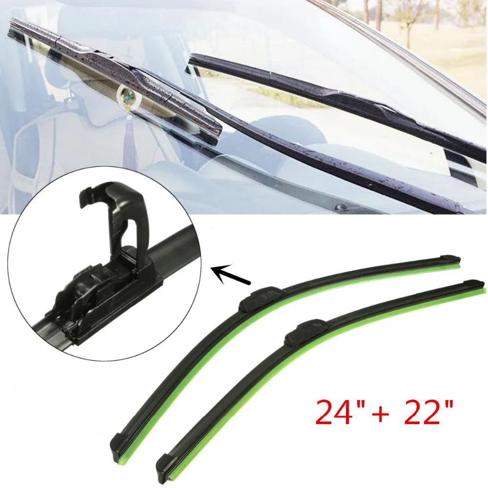 Pair 24 inch 22 inch J Hook Car Window Windshield Wiper Blade