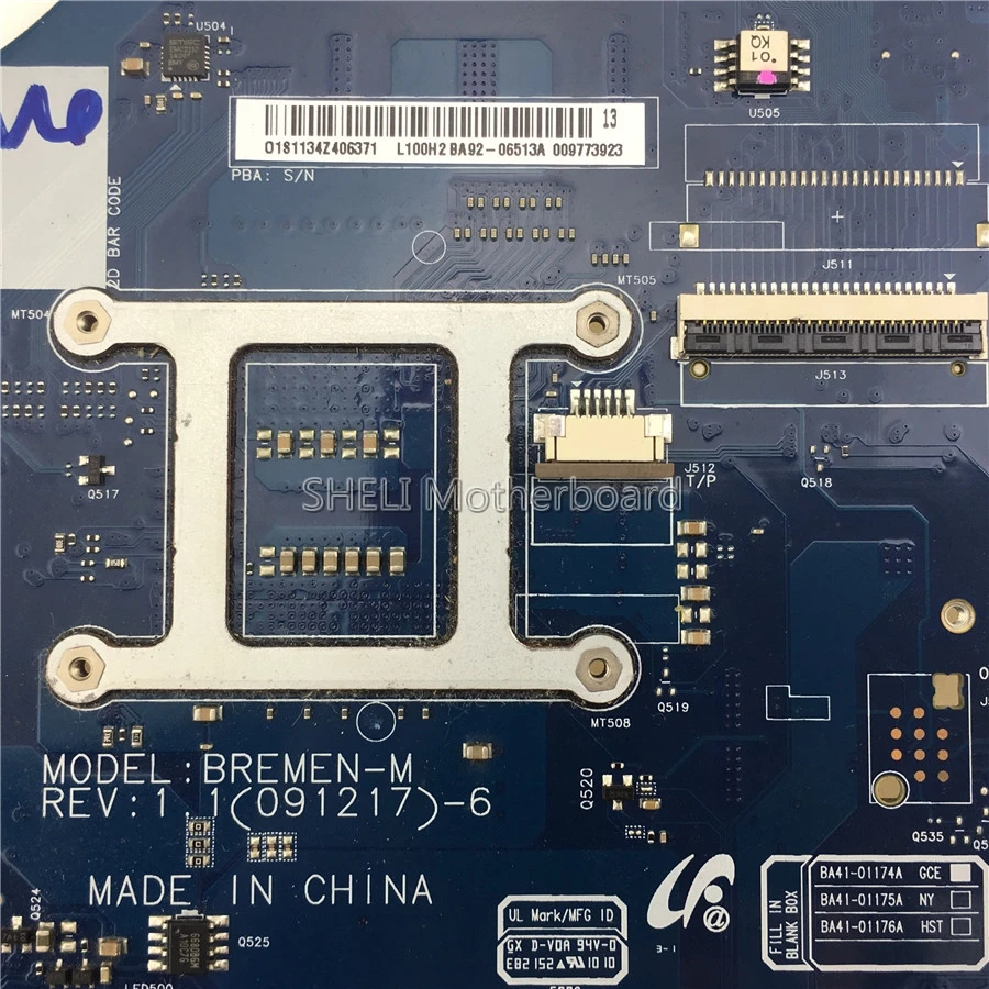 BA92-06513A BA92-06513B Laptop Motherboard For Samsung R580 NP-R580 BA41-01174A BREMEN-M L100H2 HM55 GT310M DDR3 4