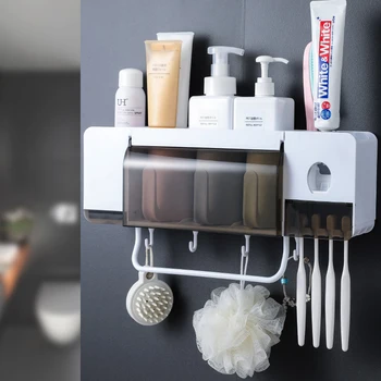 

Toothbrush Rack Wall-sucking Toilet Toothbrush Cup Toothbrush Rack Mouthwash Cup Set Wall-mounted Receptacle Rack