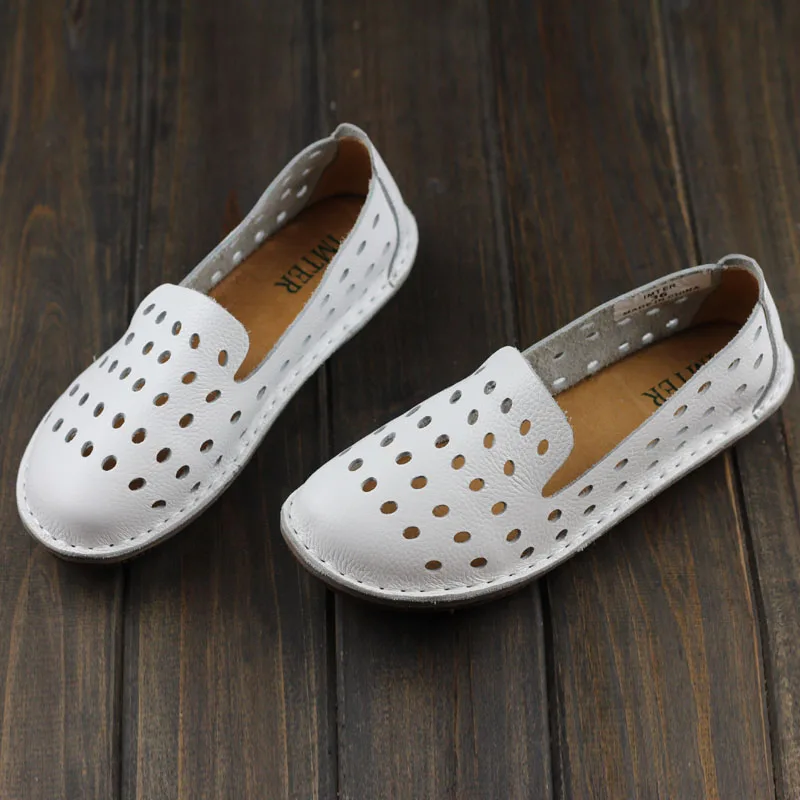 Chaussures À Casual Faites De 1957 Dames Sur En Slip Plaine Plat Véritable La Appartements Cuir Main Femmes Toe 3 Femme BaBrw5q